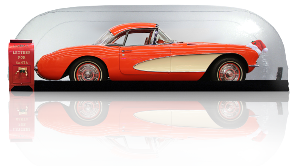 corvette in carcapsule santas car